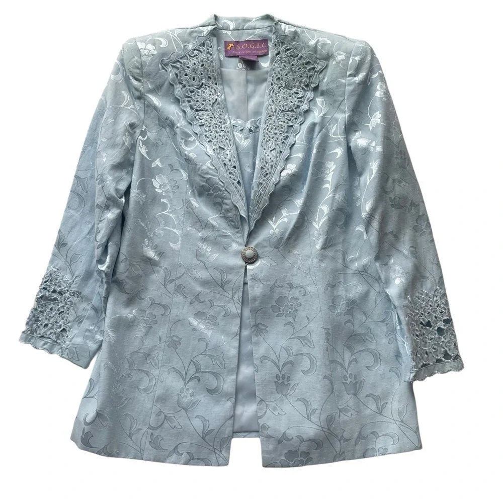 Suits of God in Church 2pc Suit Blazer Jacket Skirt Blue Size 12 Formal NWT